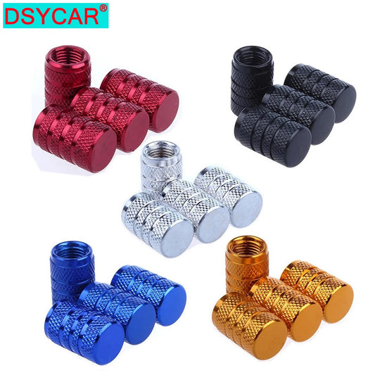 DSYCAR 4 Stück Silber Auto Reifen Ventilkappen Rändelstil Reifen Ventilkappe Aluminium Reifen Rad Ventil Luftventilkappe für US Schrader