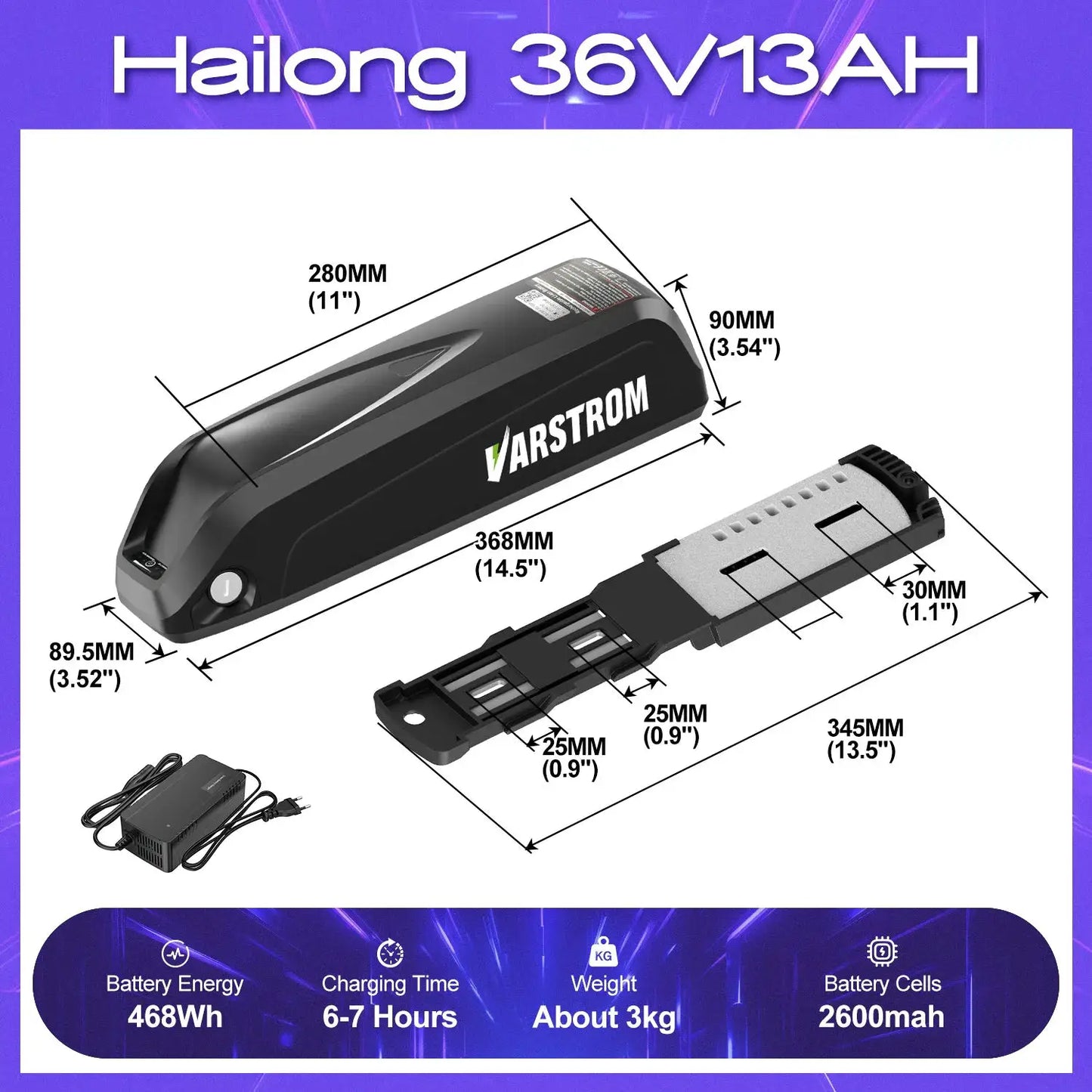 [EU Direktversand] eBike Akku mit Großer Kapazität Hailong Max Pack für Gepäckträger 48V 52V 36V 30Ah 25Ah 24Ah 20Ah 18,2Ah 16Ah 15,6Ah 13Ah mit 2-4A Ladegerät by Golden Bridge Store