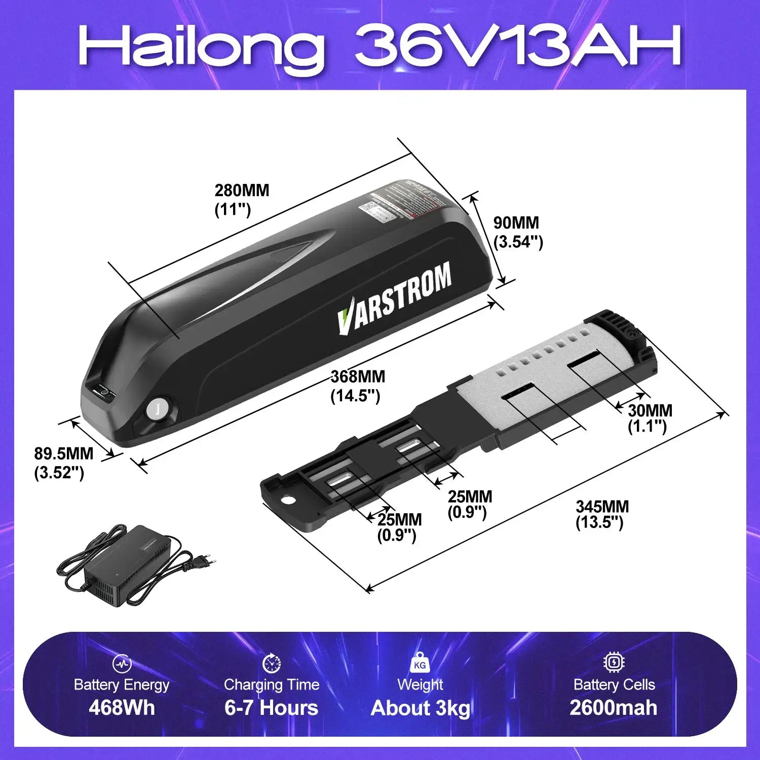 [EU Direktversand] eBike Akku mit Großer Kapazität Hailong Max Pack für Gepäckträger 48V 52V 36V 30Ah 25Ah 24Ah 20Ah 18,2Ah 16Ah 15,6Ah 13Ah mit 2-4A Ladegerät by Golden Bridge Store