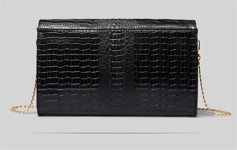 Crocodile pattern leather bag women cowhide shoulder clutch
