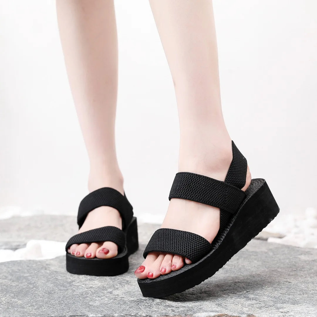 Neue minimalistische Slingback-Wedgesandalen Outdoor-Sommer-Leichtgewicht-Slides-Einheitsfarbe-Dicker-Boden-Damen-Schuhe-Frauen-Sandalen
