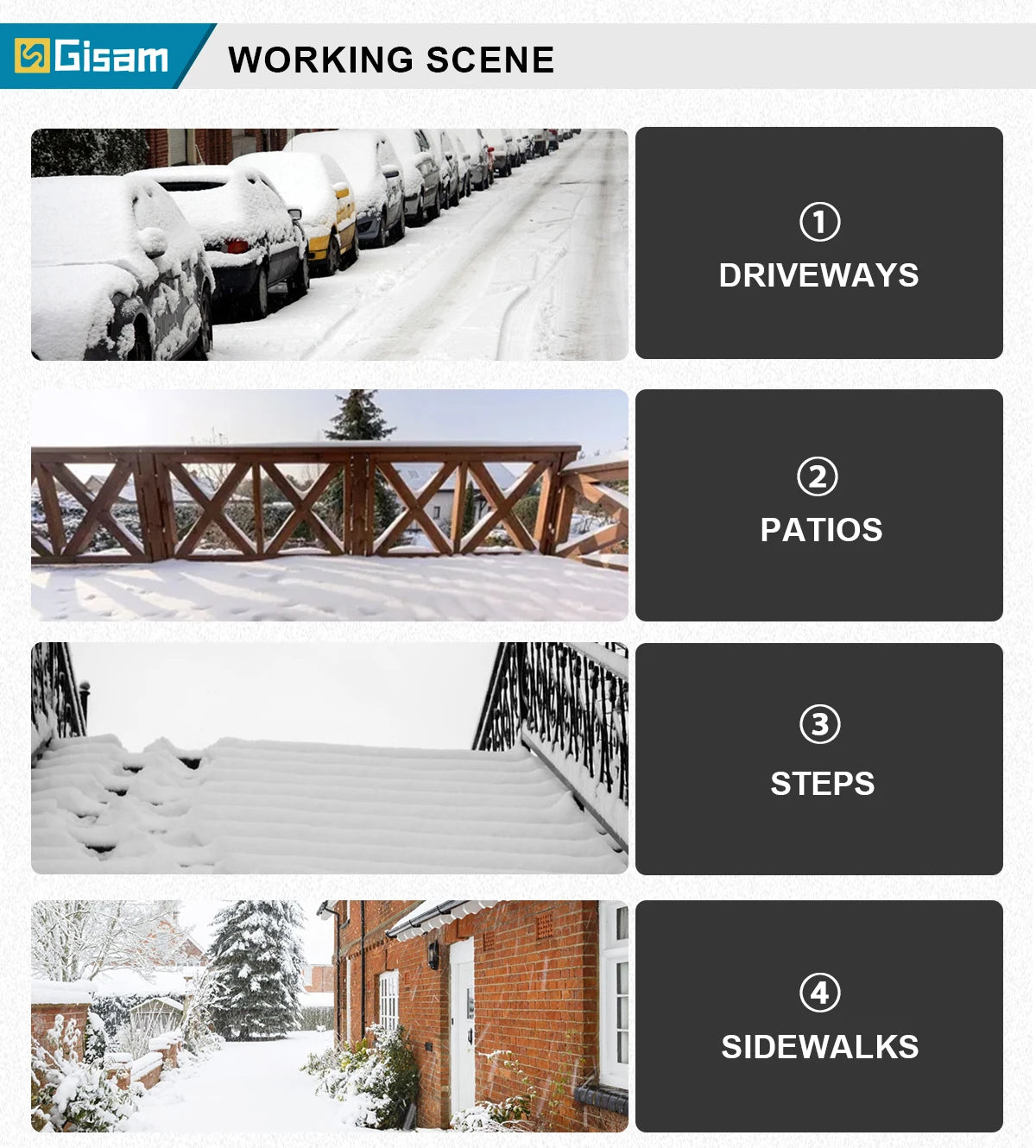 Gisam Schneepflug Bürstenlos - 4,5 Ah,3500 W, Breite 32 cm