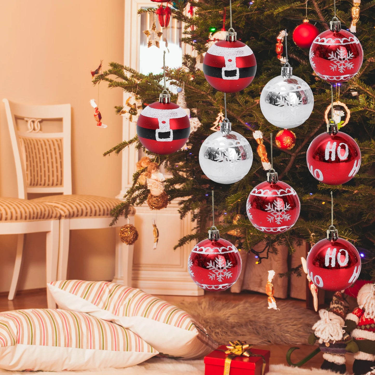 Choice Kunststoff Weihnachtskugeln Set - 24-6 Stück, Durchmesser 6 cm