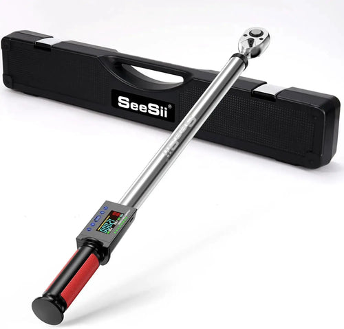 Seesii Digitaler Drehmomentschlüssel, 1/2-Zoll-Antrieb, 340 Nm, 2 % Drehmomentgenauigkeit, elektrischer Drehmomentschlüssel mit 3 einstellbaren Modi für die Autopflege