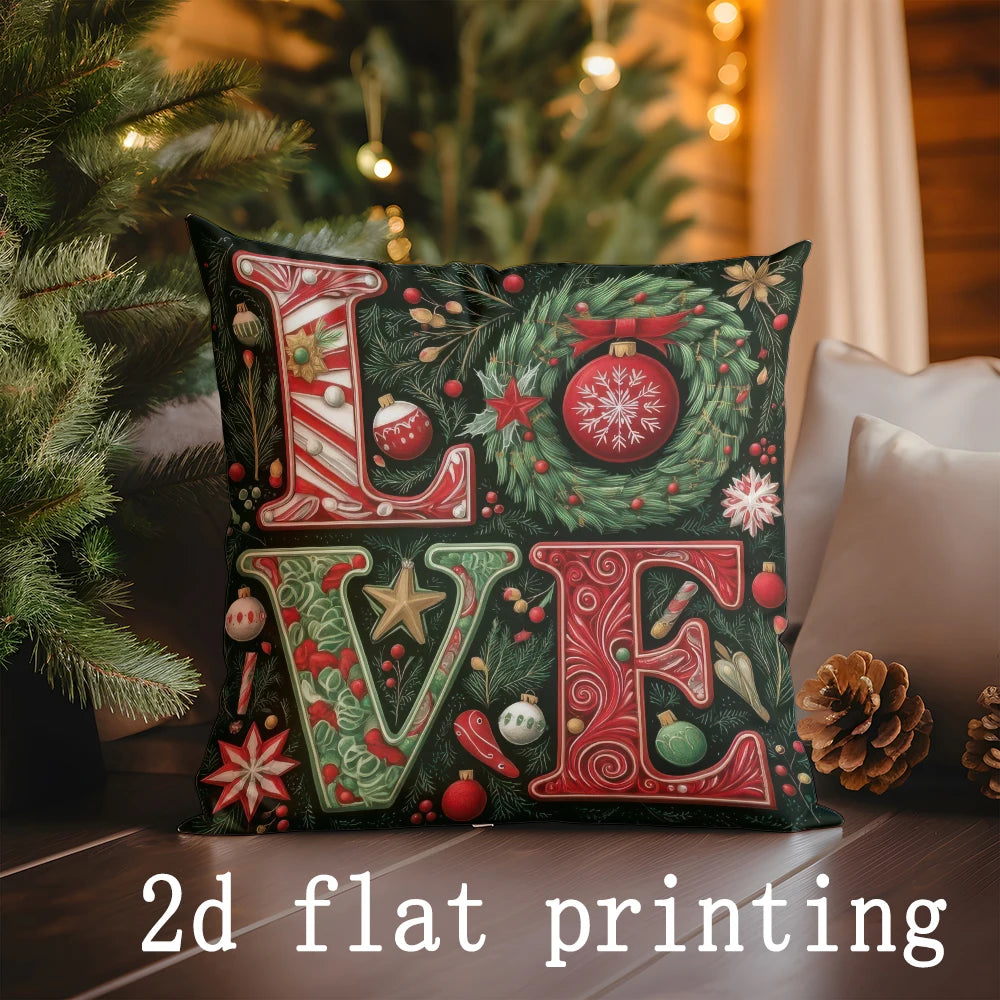 Home Decor Merry Christmas Decorative Pillow Covers Suitable For Sofa Bedroom Car Pillow Cover Cushion Rectangular Back Cushion