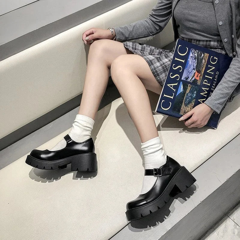 Schuhe Lolita Frauen 2025 - Japanischer Stil Mary Jane Vintage Mädchen - Hohe Absätze Platform College Student Pumps