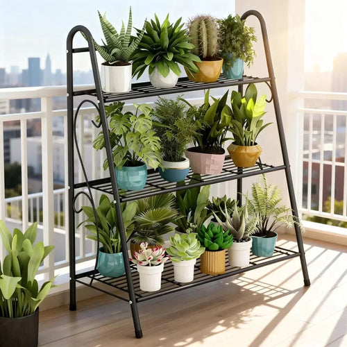 Gartengenie Pflanzenständer Metall Dreistufig Platzsparend Rostgeschützt Innen