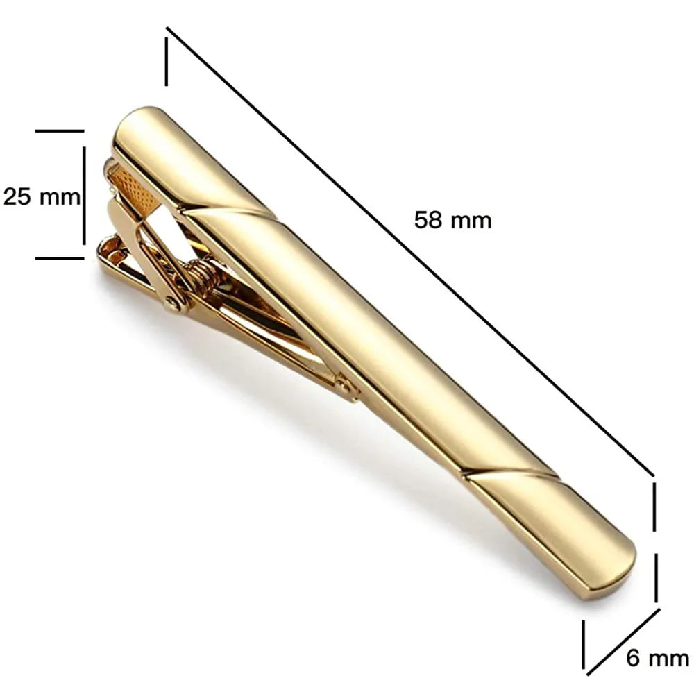 Eleganz Classic Glänzend Krawattenclip - 4 Stück Metall 5 cm