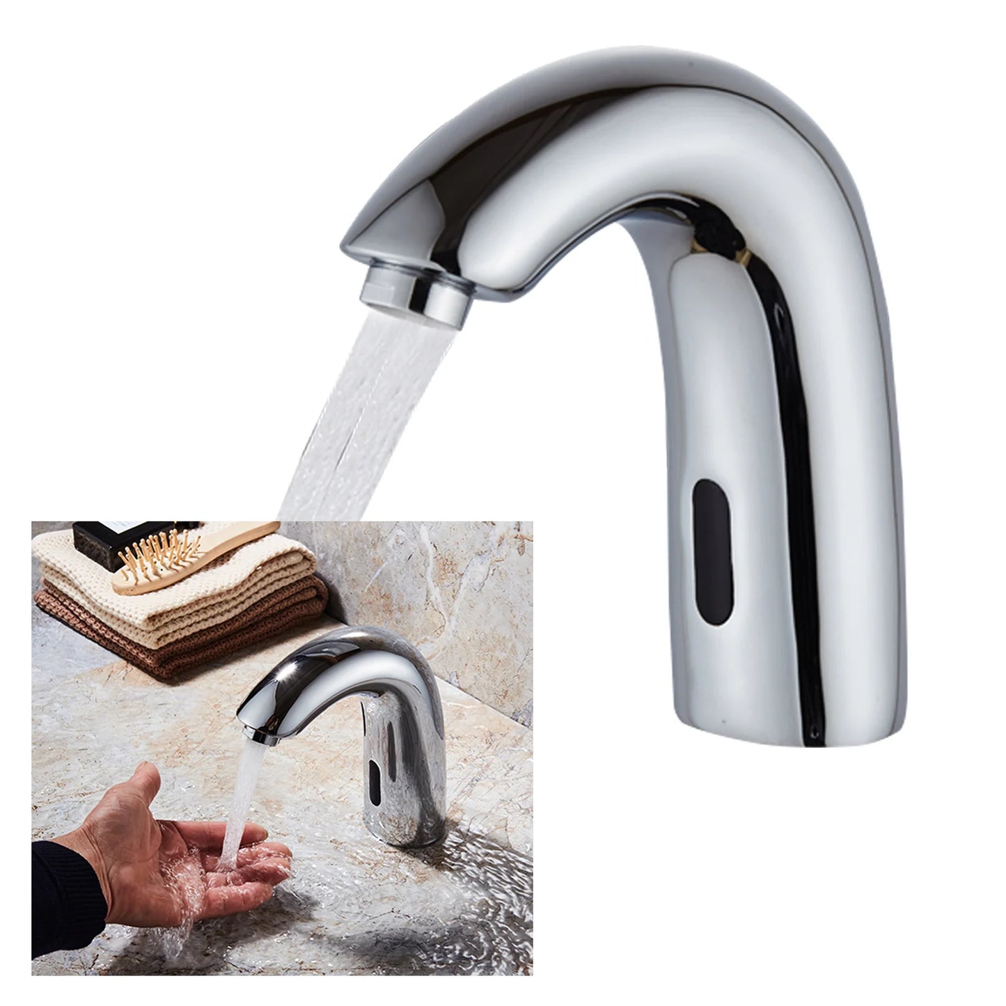 Berührungsloser Wasserhahn - Infrarot Sensor Automatik Waschbecken Armatur mit Zulaufrohr Bad