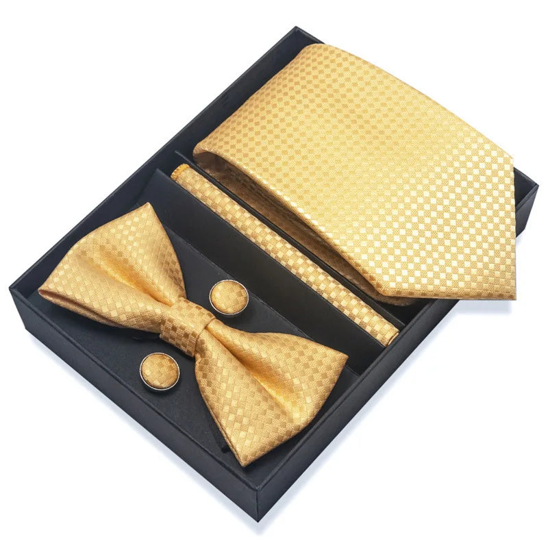 Men's Tie Pin cuff square bow Tie with pocket square cufflinks Set Paisley Men's Business Wedding Suit Accessories 6-piece set