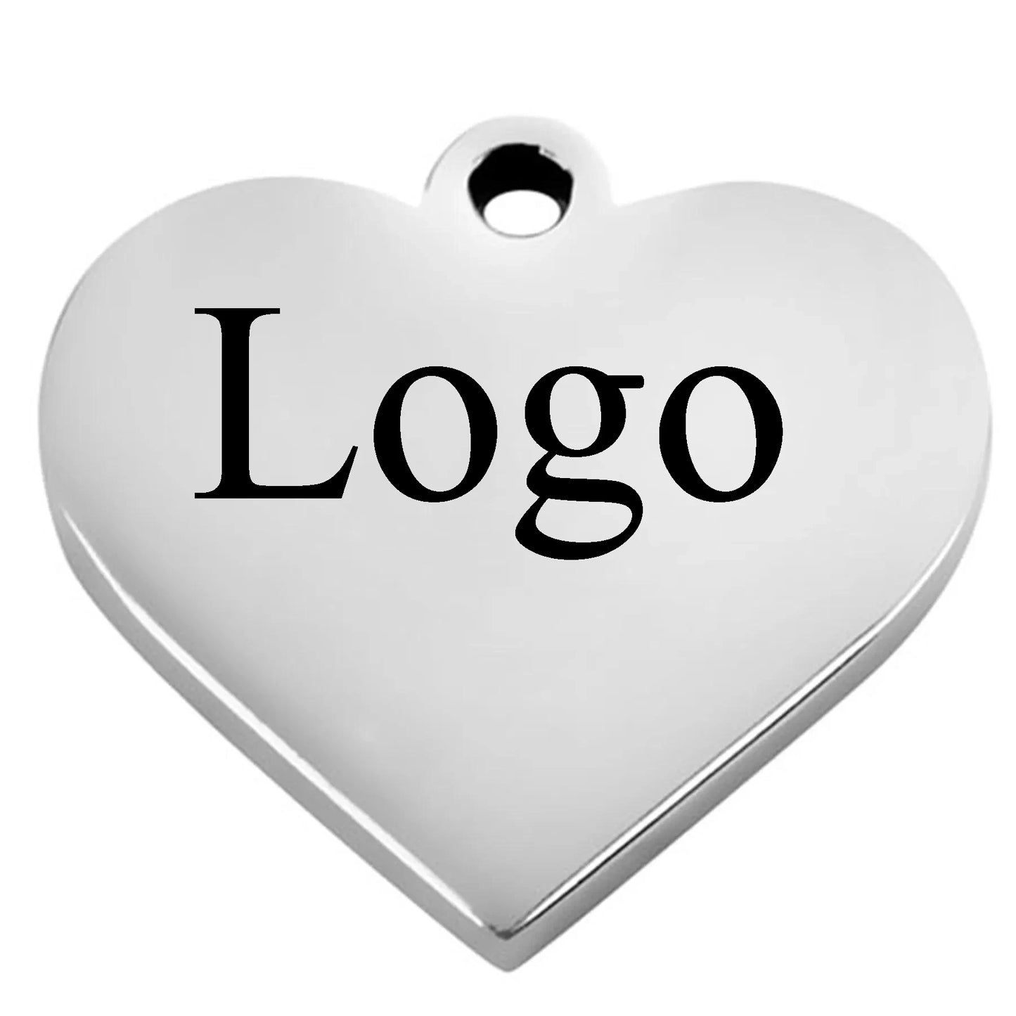 Edelstahl Herz Anhänger 2025 - 20 Stück Gravur Logo 15mm Charms für DIY Schmuck
