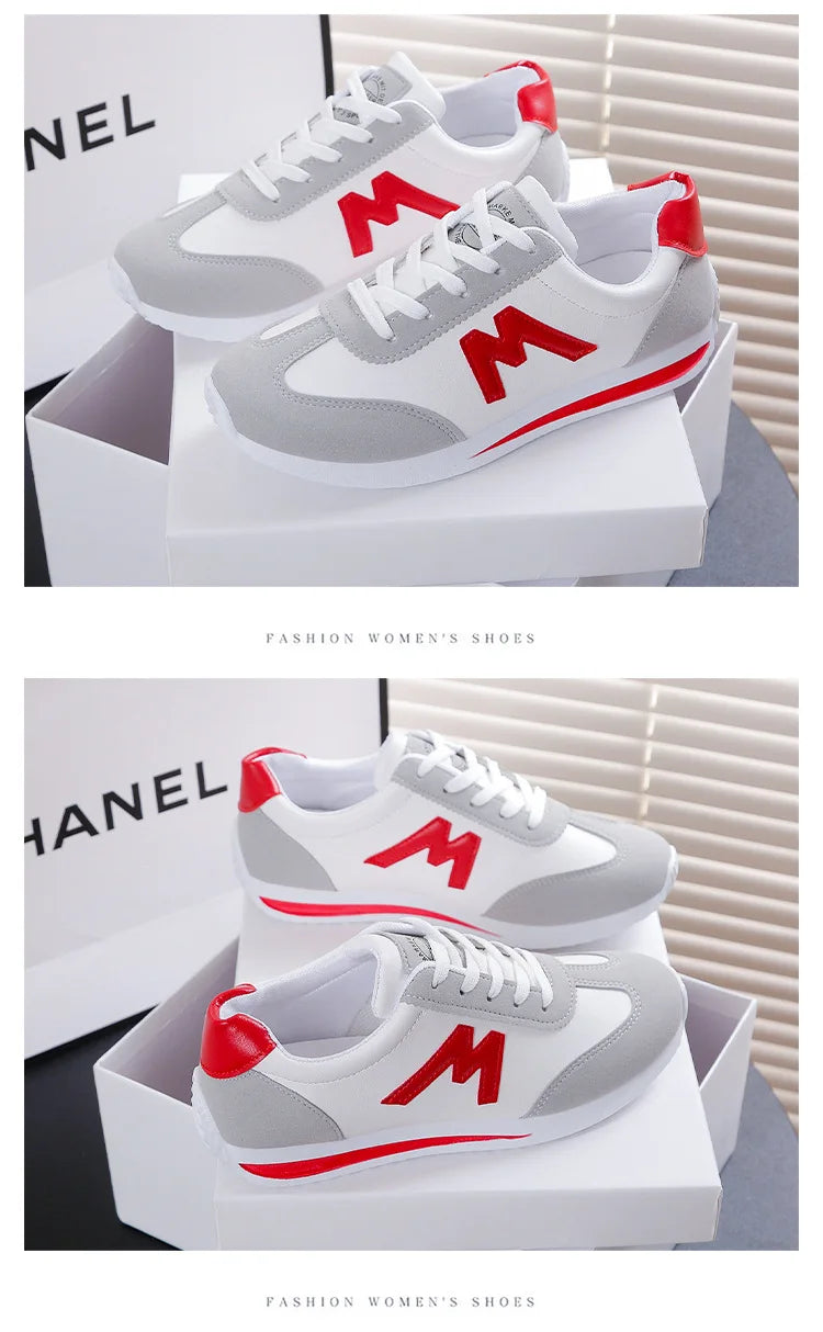 Zapatos Mujer  2024 Women's Round Head Sports Shoes Breathable Cross Lace-up Casual Sports Small White Shoes Tennis Sneakers