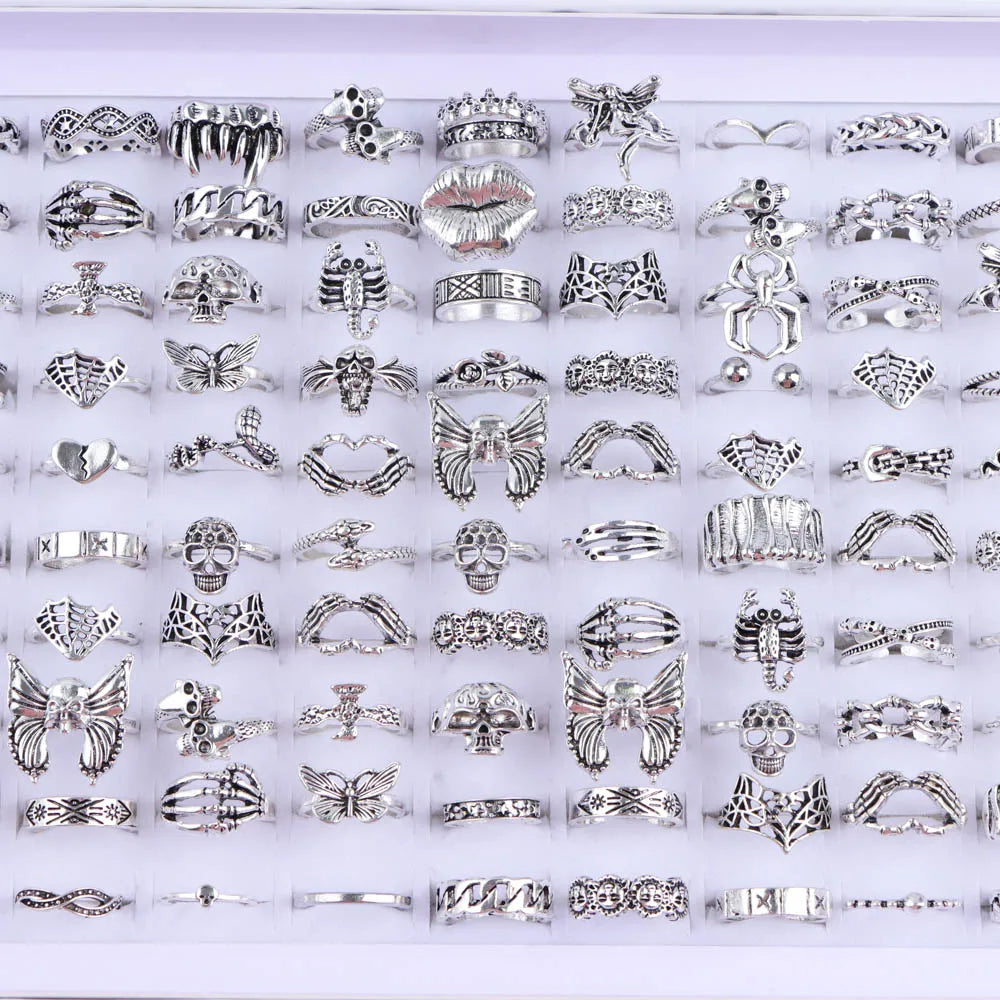 Zhang V Gui Punk Fingerring Set - 10/20/30/50 Stk Zink