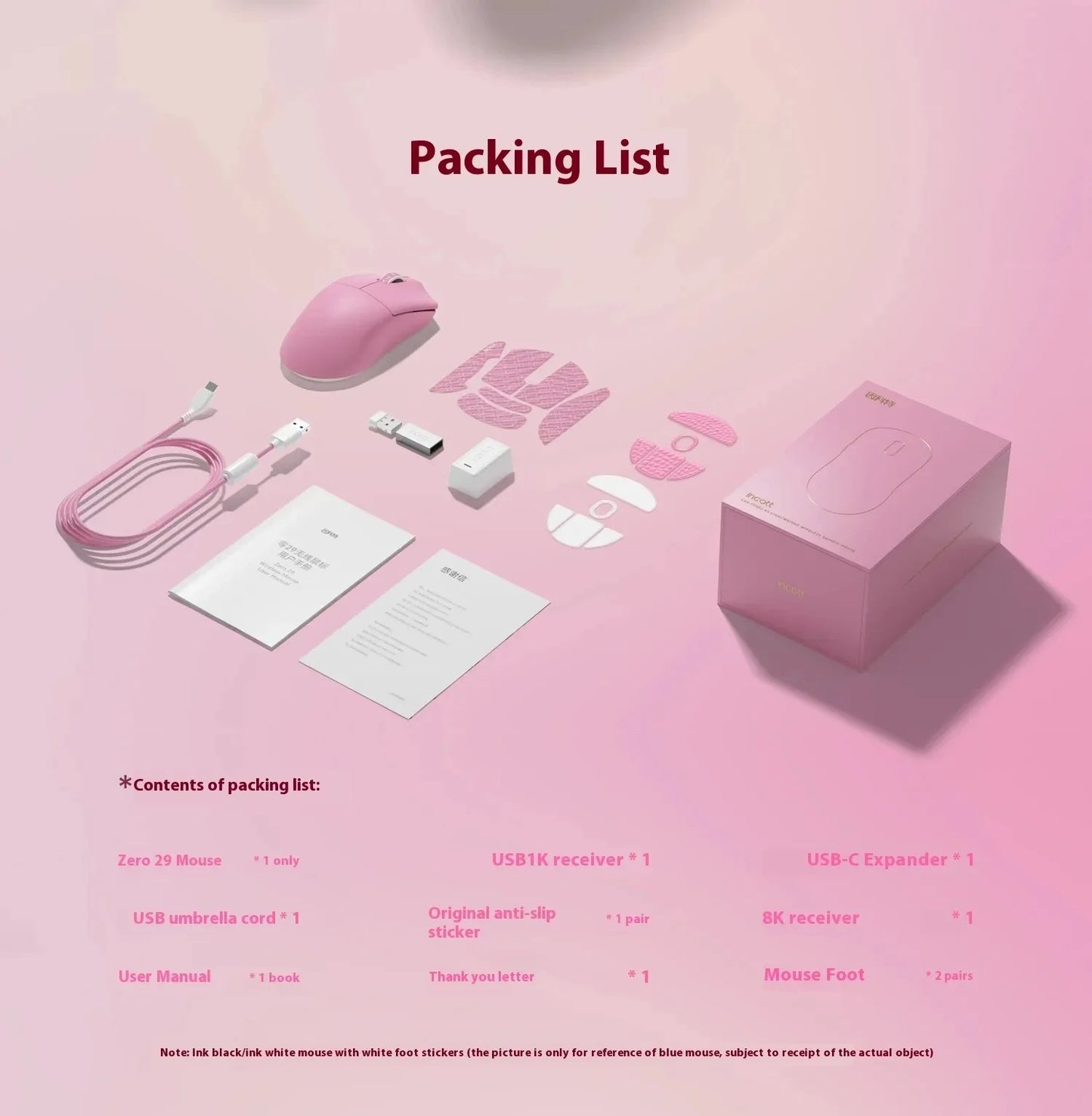 Incott 029 Kabellos Gaming-Maus - PAW3395 32000dpi 34g