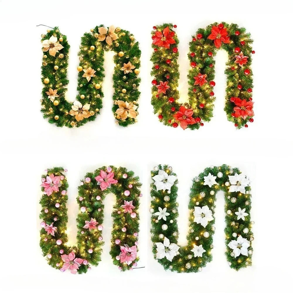 2,7 m Weihnachts-LED-Rattan-Girlande, dekorative Treppe, Kamin, Weihnachtsdekoration, Weihnachtsbaum, Rattan-Banner, Zuhause, Treppen-Anhänger