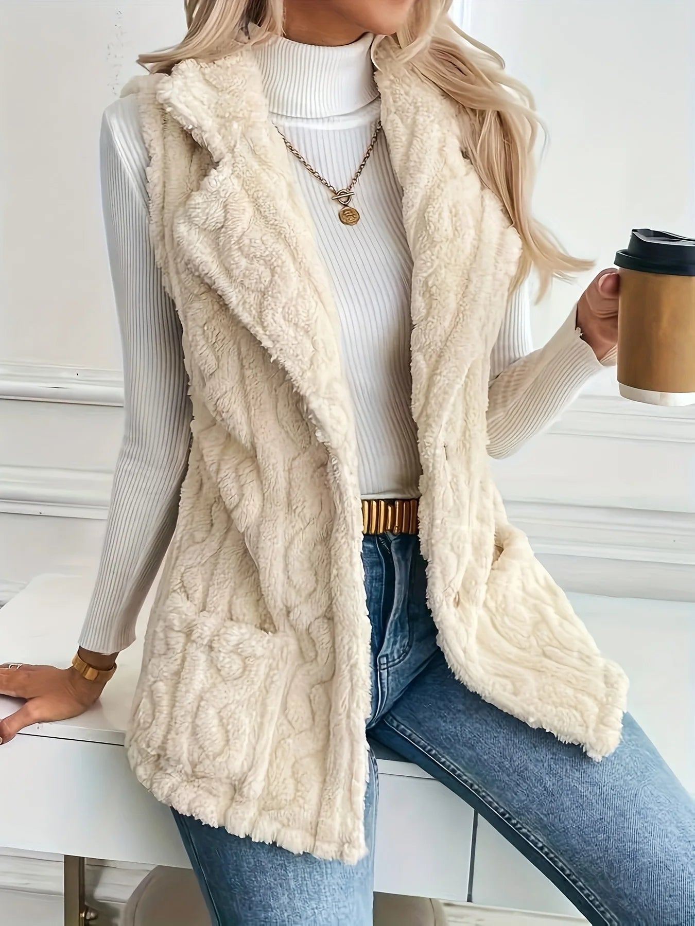 VigoCasey Weste Plüsch - Größe M Polyester Reißverschluss