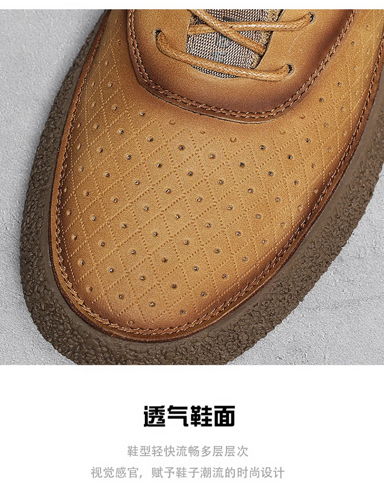 Sneakers for Men Comfortable Classic Outdoor Casual Skate Shoes Male Fashion Non-Slip Genuine Leather Skateboard Shoes Flats