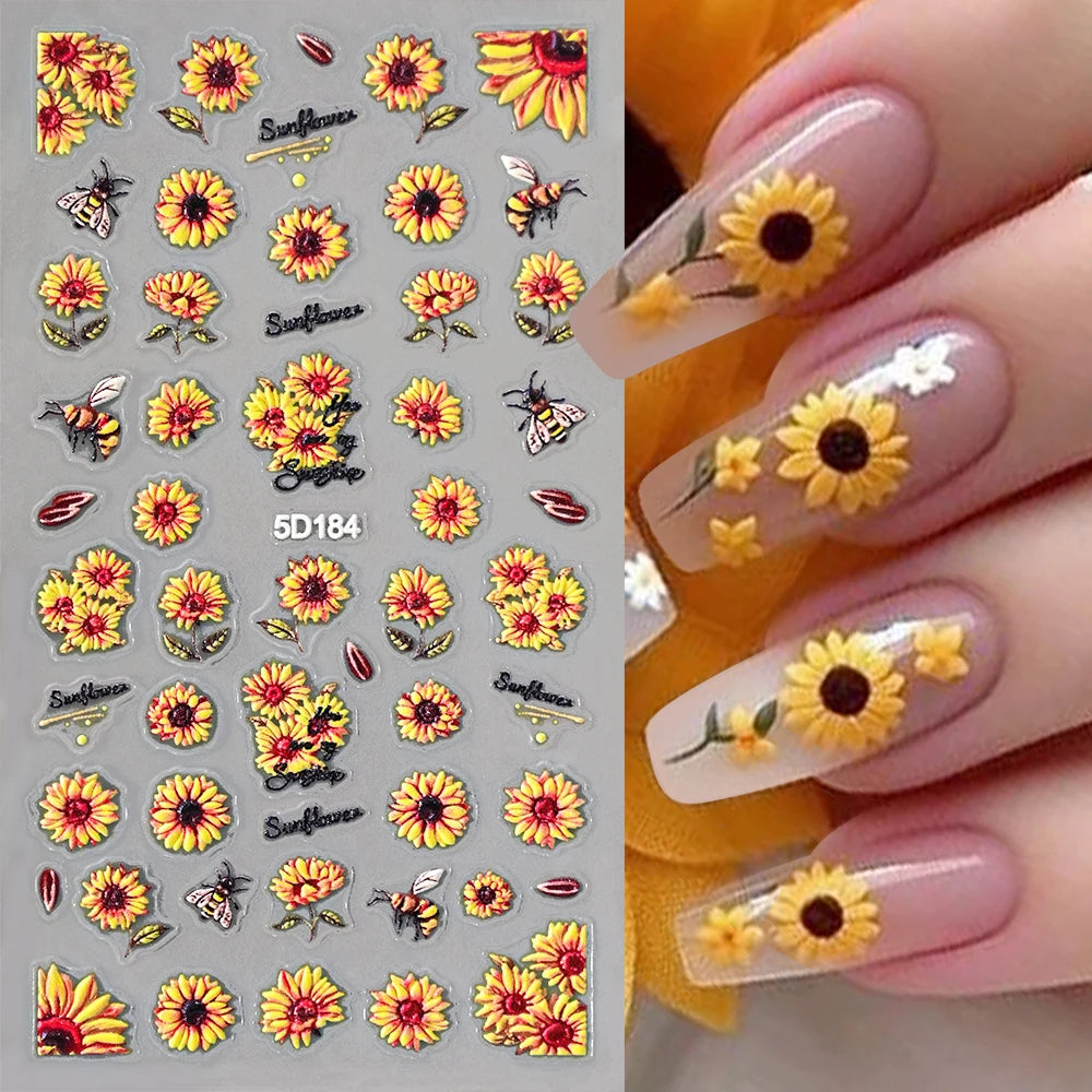 Choice 5D Sonnenblume Nailsticker - Selbstklebend 10x6cm