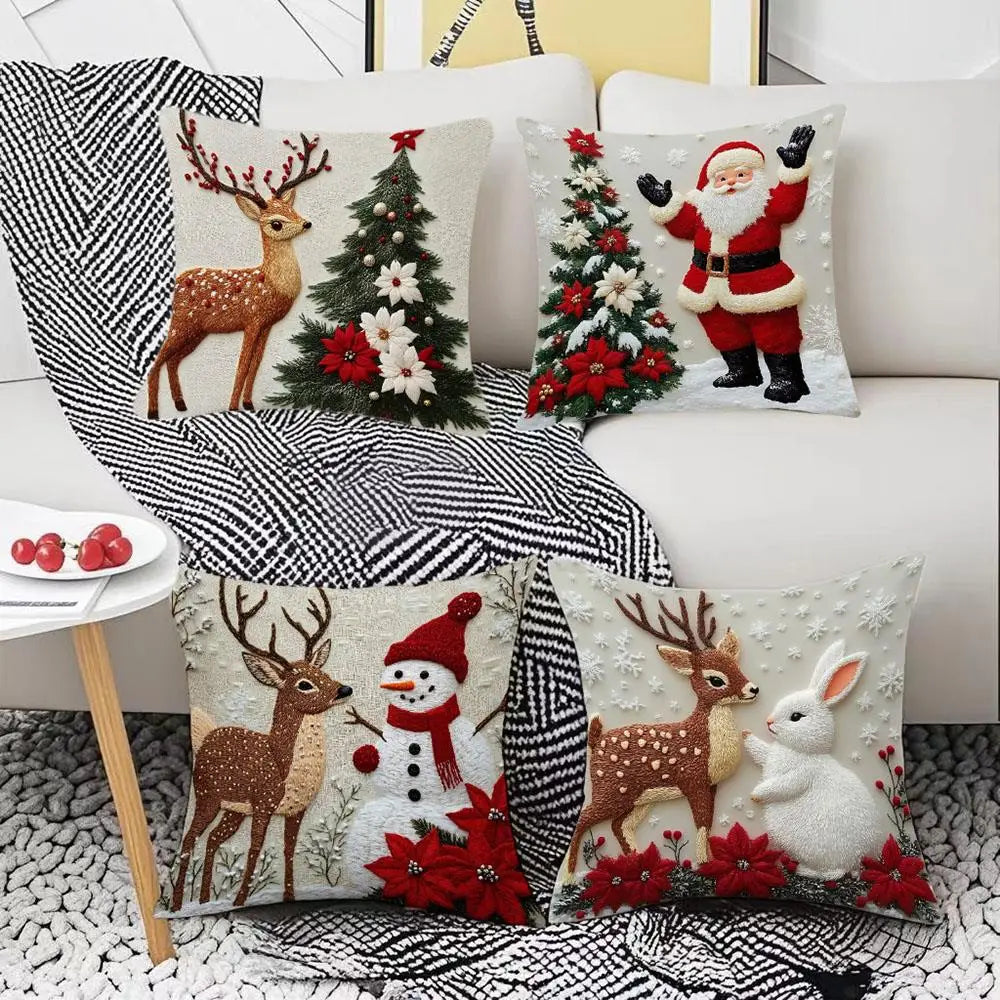 Christmas Pillowcase Red Snowman Pillowslip Home Textile Xmas Pillow Cases Elk Rabbit Decorative Throw Pillow Cover Home Decor