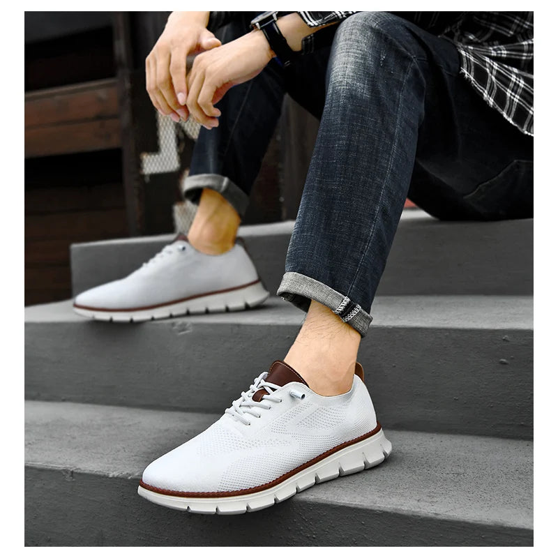 New Men's Sneakers Light Breathable Casual Flat Shoes Outdoor Fashion Comfortable Dress Shoes Anti-Slip Sports Walking Shoes