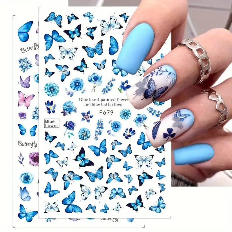 NailArt Schmetterling Sticker Selbstklebend - 6 Stück 3D