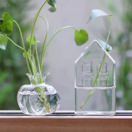 Home Planters Clear Glass Flower Vase Plant Stand Vase Flower Pot Hydroponic Container for Garden and Home Decor