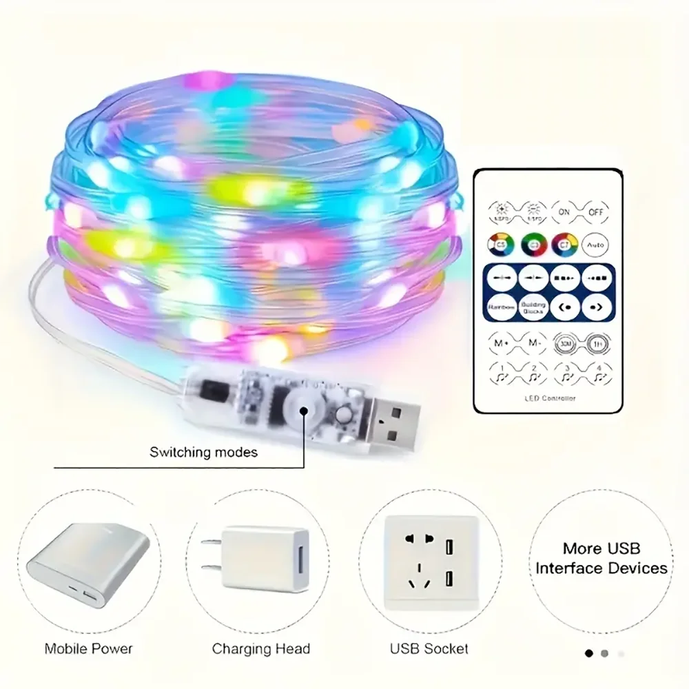 WELPUR RGBIC Lichterkette - USB-Betrieb, IP67, Länge 5-20 m