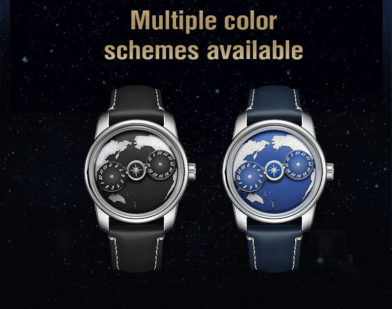 Earth automatic watch unique earth design stainless steel waterproof luminous dial