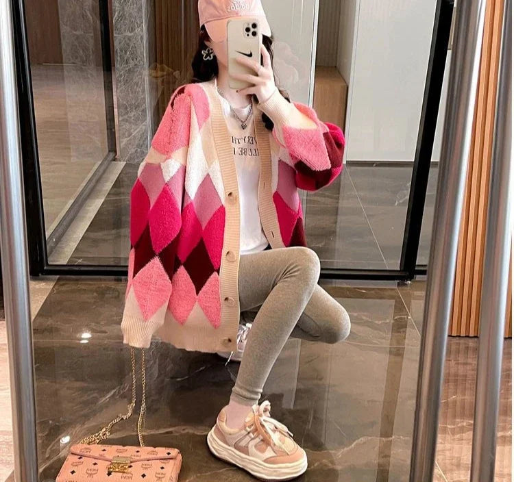 Shangkaka V-Neck Cardigan - Länge 26 Zoll Oder Mehr Gewicht 120 Bis 220 Gramm Pro Quadratmeter Lockere Passform