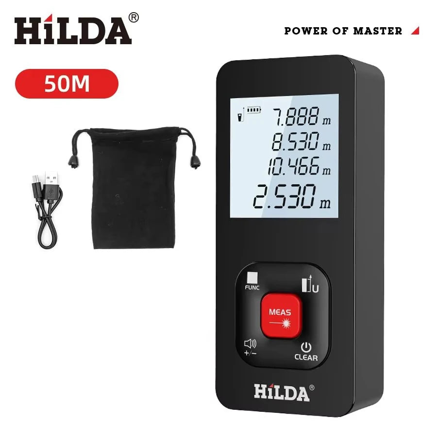 HILDA Laser Distance 50M/100M/120M Rangefinder Profesional Meter Laser Range Finder Ruler Test Tool