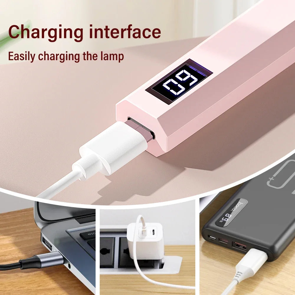 Handheld Mini UV LED Nail Lamp for Gel Polish Curing USB Rechargeable Quick Dry Portable Manicure Machine Nail Art Tool