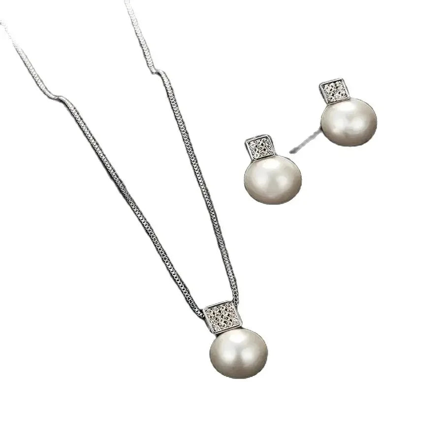 Obega Perlenanhänger Set Modisch - 2 Teile Silber 45cm