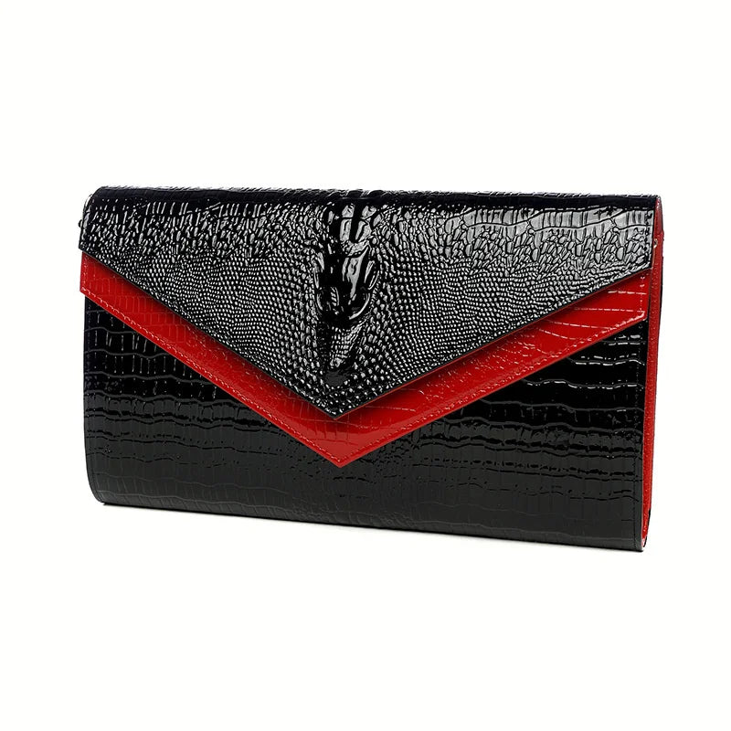 Crocodile pattern leather bag women cowhide shoulder clutch