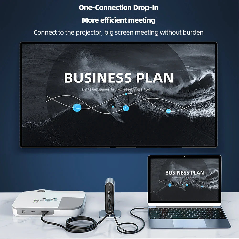 USB C docking station with hdmi 4k, power delivery charging, ethernet port, vga, sd card reader