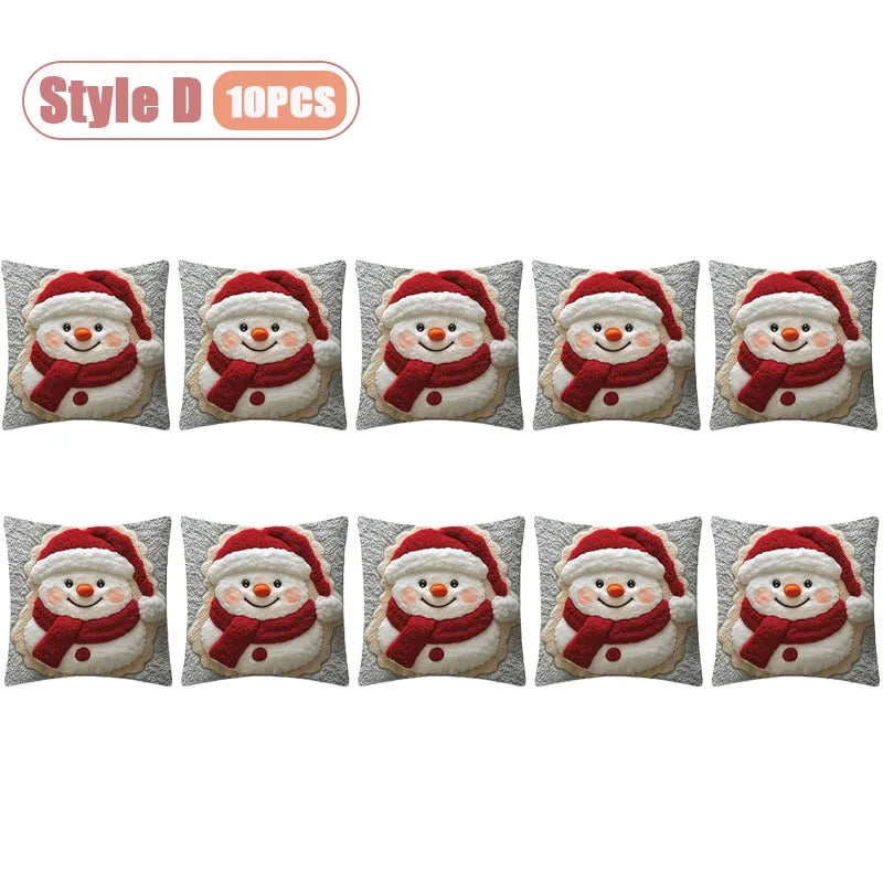 Christmas Pillow Cover Snowman and Reindeer Digital Print Sofa Cushion for Home Office and Living Room Festive Decoration