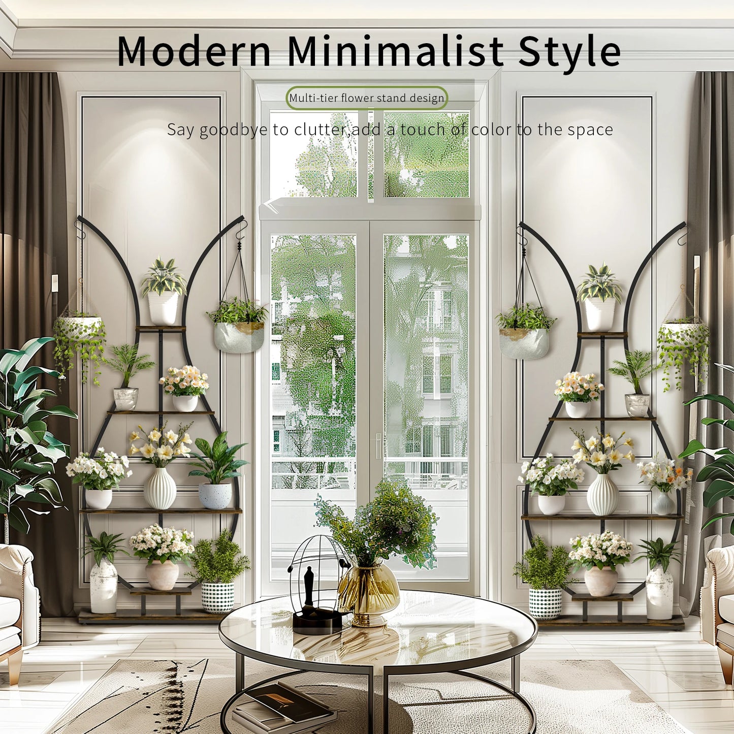 WisforHign-concerned Pflanzenständer Metall 5-Tier 74x30x181 cm