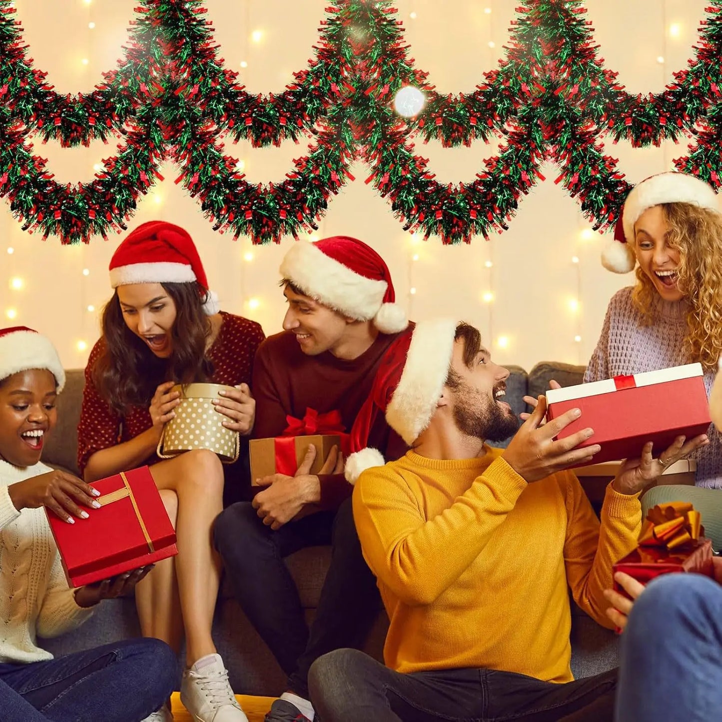 Choice Weihnachtsgirlande Glitzer - Länge 2 Oder 10 m Rot Grün Deko