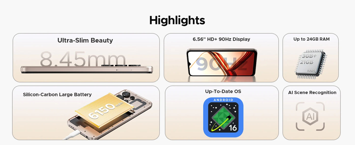 DOOGEE Note56X 6,56 Zoll Display - Akku 6150 mAh, CPU Unisoc SC9863A