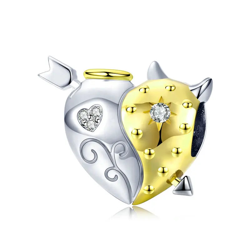 WOSTU 925 Sterling Silber Anhänger 2025: Frauen Junge Mädchen Haustier Kamera Biene AAA Cubic Zirkonia - Kaffee Marienkäfer Perlen DIY Original Armband 1.9g