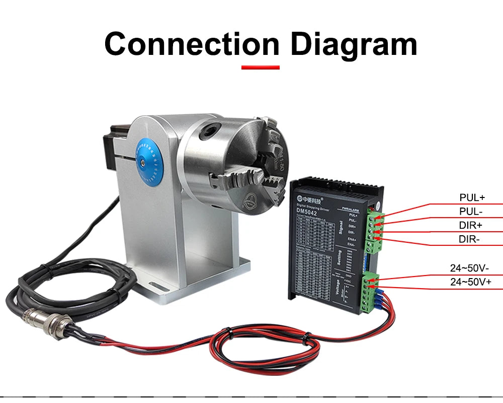 DIGRAY Rotary Befestigung RA-D80A Rotary Gerät mit Drei Chuck +DM5042 Treiber für UV CO2 & Faser Laser Markierung Maschine