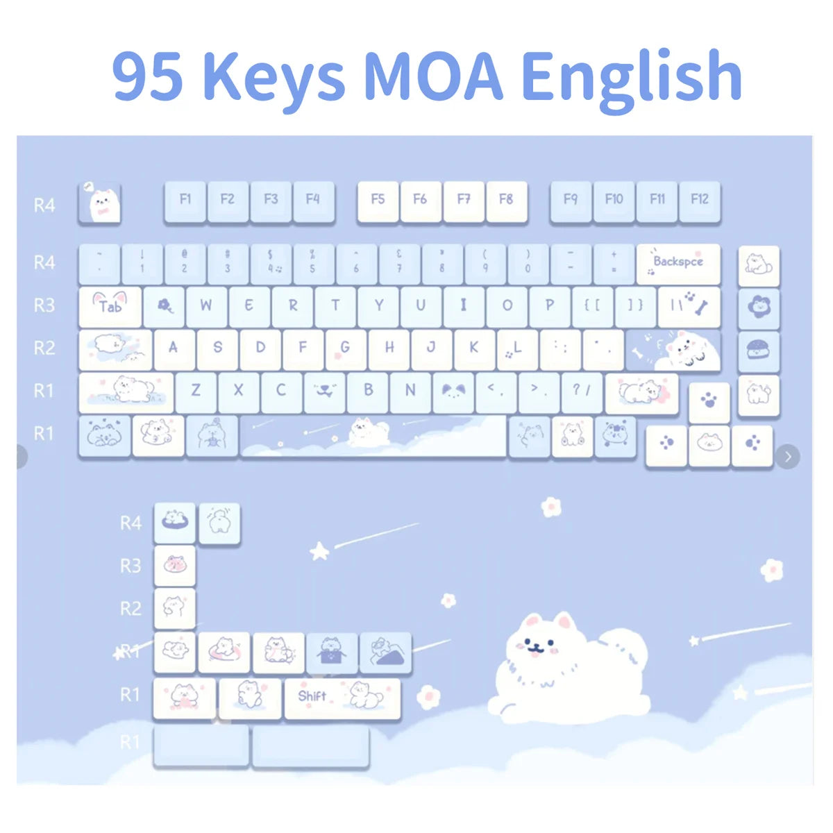 USLION 95Keys Dessert Cat Theme Keycaps MOA Profile PBT Key Caps Kit für 61/64/68/84/75/87Keys GMK67 Gaming Mechanical Keyboard