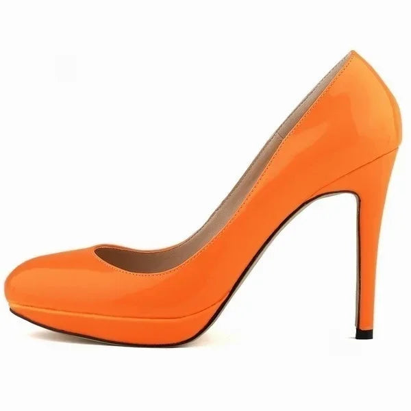 Women Stilettos Elegant Platfrom Pumps Sexy 11cm Round Toe High Heels Shallow Lady Office Party Wedding Shoes Large Size 43