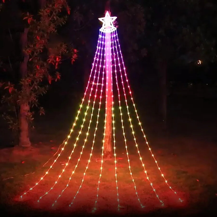 PAMNNY Smart App Control Wasserfall Lichterkette - USB-betrieben, Über 200 LEDs