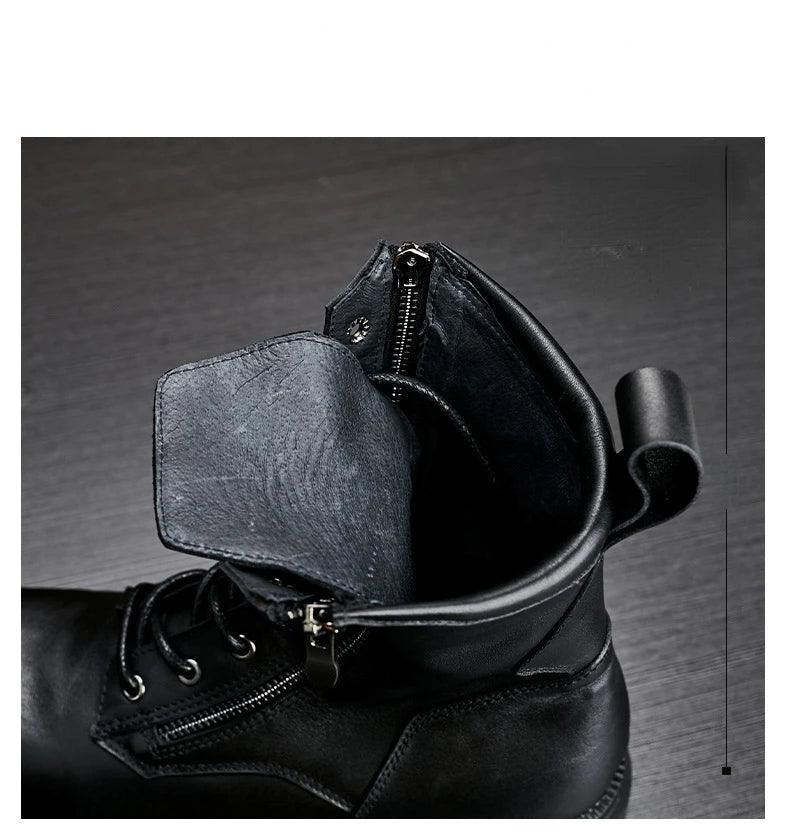 fashion luxury genuine leather designer british style handmade boots