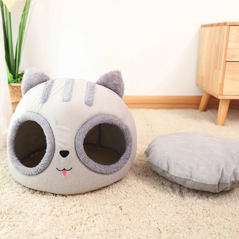 Pet House for Small Dog Removable Cat Bed House Semi-Enclosed Pet Dog Cat Nest Winter Warm Soft Pet Cave Kennel Deep Sleep Pad