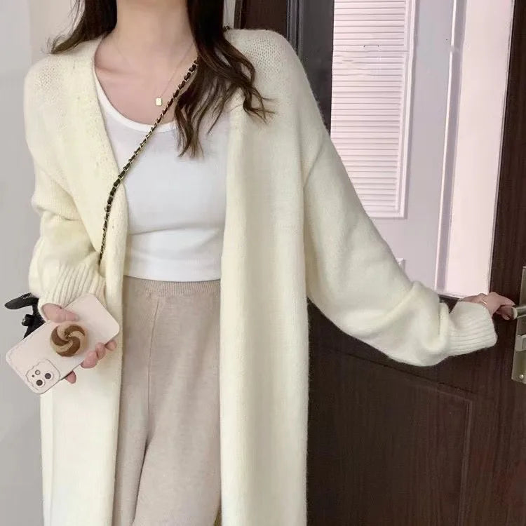 Mooclound PYTZX-b108 Lang Strickcardigan- Baumwolle Größe SL