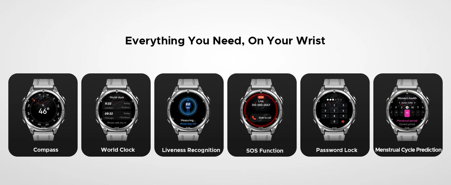 DOOGEE Anywise W1 Wasserdicht - Display 1,43 Akku 550 mAh, Maß 47,5 mm