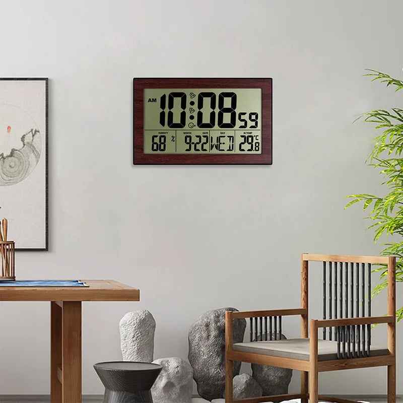 Großer Bildschirm Kreativ Digital Wanduhr Heim Nachttisch Zimmer Elektronisch Wecker Mit Thermometer Wanduhr Dual Wecker Einstellung