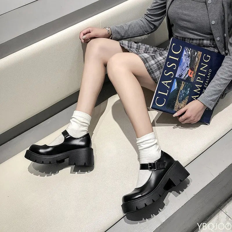 Frauen Schuhe 2025 - Neue Mädchen Lolita Schuhe Leder Herz Knöchel - Mary Jane Schuhe Süß Sexy Retro British Style