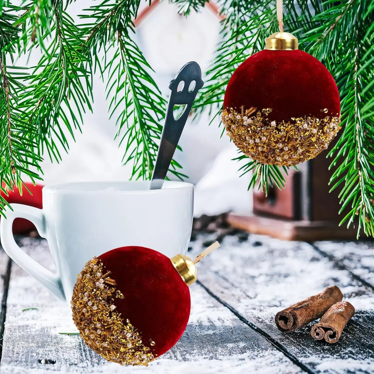 Choice RL1401 Rote Glitzerkugeln - Größe 3 Zoll, Samt, 1 Stück